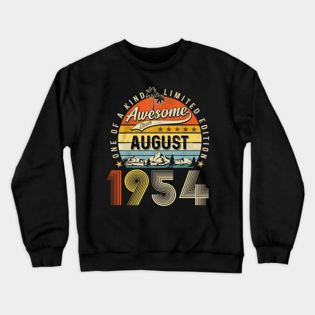 Awesome Since August 1954 Vintage 69th Birthday Crewneck Sweatshirt by Vintage White Rose Bouquets